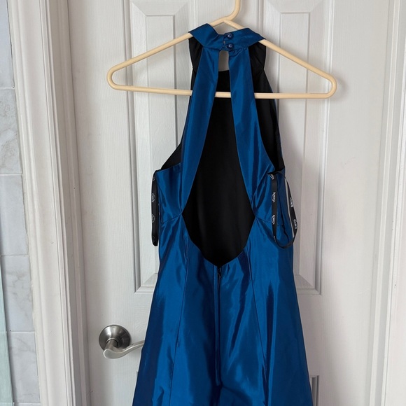 Vintage Roberta blue satin halter gown / maxi dress sz medium, prom dress - Picture 3 of 7